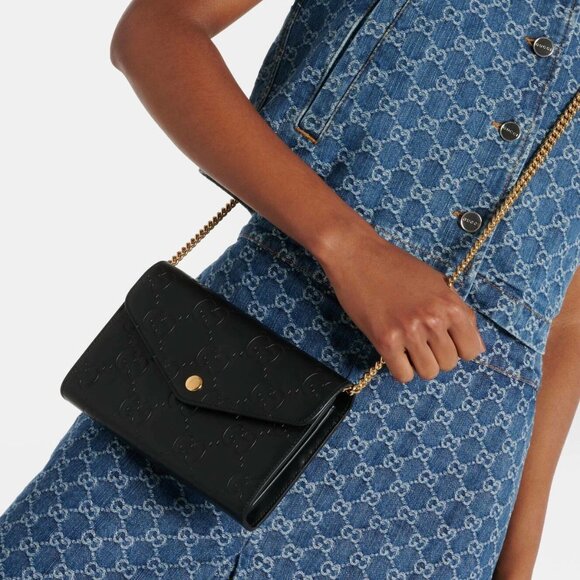 Gucci GG leather wallet on chain New with Box - Picture 2 of 12